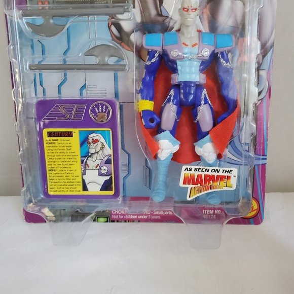 M568 ToyBiz 1995 Marvel Iron Man Century w/ Cape & Battle Staff Figure New - Picture 5 of 12